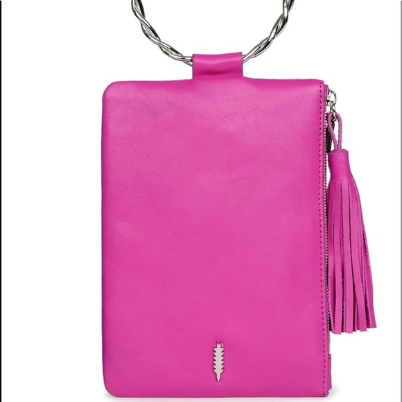 🆕THACKER Nolita Clutch Twisted FUSCHIA Leather NWT 💖 - Picture 2 of 9